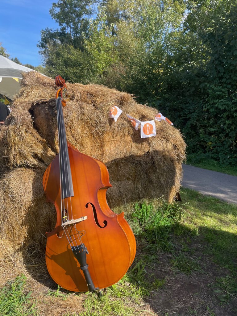 Kleines Konzert in Weingarten im Marktgarten der Solwie Gtutes Gemüse